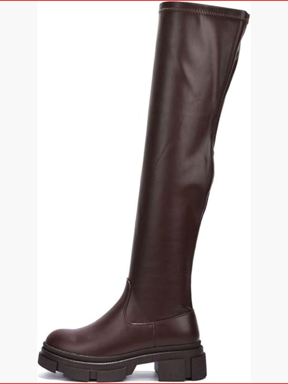 Over-the-Knee Boots with Chunky Block Heel, Polyurethane Upper, Rubber Sole